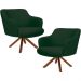 Kit 02 Poltronas Decorativa Base Giratória de Madeira Jade D02 Linho Verde C-117 - Lyam Decor