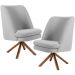 Kit 02 Poltronas Decorativa Base Giratória de Madeira Pérsia D02 Linho Cinza C-315 - Lyam Decor