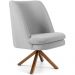 Kit 02 Poltronas Decorativa Base Giratória de Madeira Pérsia D02 Linho Cinza C-315 - Lyam Decor