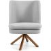 Kit 02 Poltronas Decorativa Base Giratória de Madeira Pérsia D02 Linho Cinza C-315 - Lyam Decor