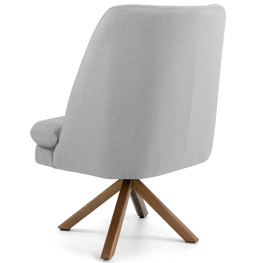 Kit 02 Poltronas Decorativa Base Giratória de Madeira Pérsia D02 Linho Cinza C-315 - Lyam Decor