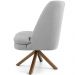 Kit 02 Poltronas Decorativa Base Giratória de Madeira Pérsia D02 Linho Cinza C-315 - Lyam Decor