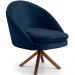 Kit 02 Poltronas Decorativa Base Giratória de Madeira Rafa D02 Veludo Azul Oxford B-304 - Lyam Decor