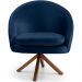 Kit 02 Poltronas Decorativa Base Giratória de Madeira Rafa D02 Veludo Azul Oxford B-304 - Lyam Decor