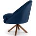 Kit 02 Poltronas Decorativa Base Giratória de Madeira Rafa D02 Veludo Azul Oxford B-304 - Lyam Decor
