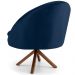 Kit 02 Poltronas Decorativa Base Giratória de Madeira Rafa D02 Veludo Azul Oxford B-304 - Lyam Decor