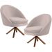 Kit 02 Poltronas Decorativa Base Giratória de Madeira Rafa D02 Veludo Bege C-309 - Lyam Decor