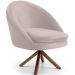 Kit 02 Poltronas Decorativa Base Giratória de Madeira Rafa D02 Veludo Bege C-309 - Lyam Decor