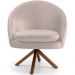 Kit 02 Poltronas Decorativa Base Giratória de Madeira Rafa D02 Veludo Bege C-309 - Lyam Decor