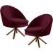 Kit 02 Poltronas Decorativa Base Giratória de Madeira Rafa D02 Veludo Marsala B-278 - Lyam Decor