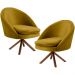 Kit 02 Poltronas Decorativa Base Giratória de Madeira Rafa D02 Veludo Mostarda B-279 - Lyam Decor