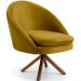 Kit 02 Poltronas Decorativa Base Giratória de Madeira Rafa D02 Veludo Mostarda B-279 - Lyam Decor
