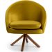 Kit 02 Poltronas Decorativa Base Giratória de Madeira Rafa D02 Veludo Mostarda B-279 - Lyam Decor