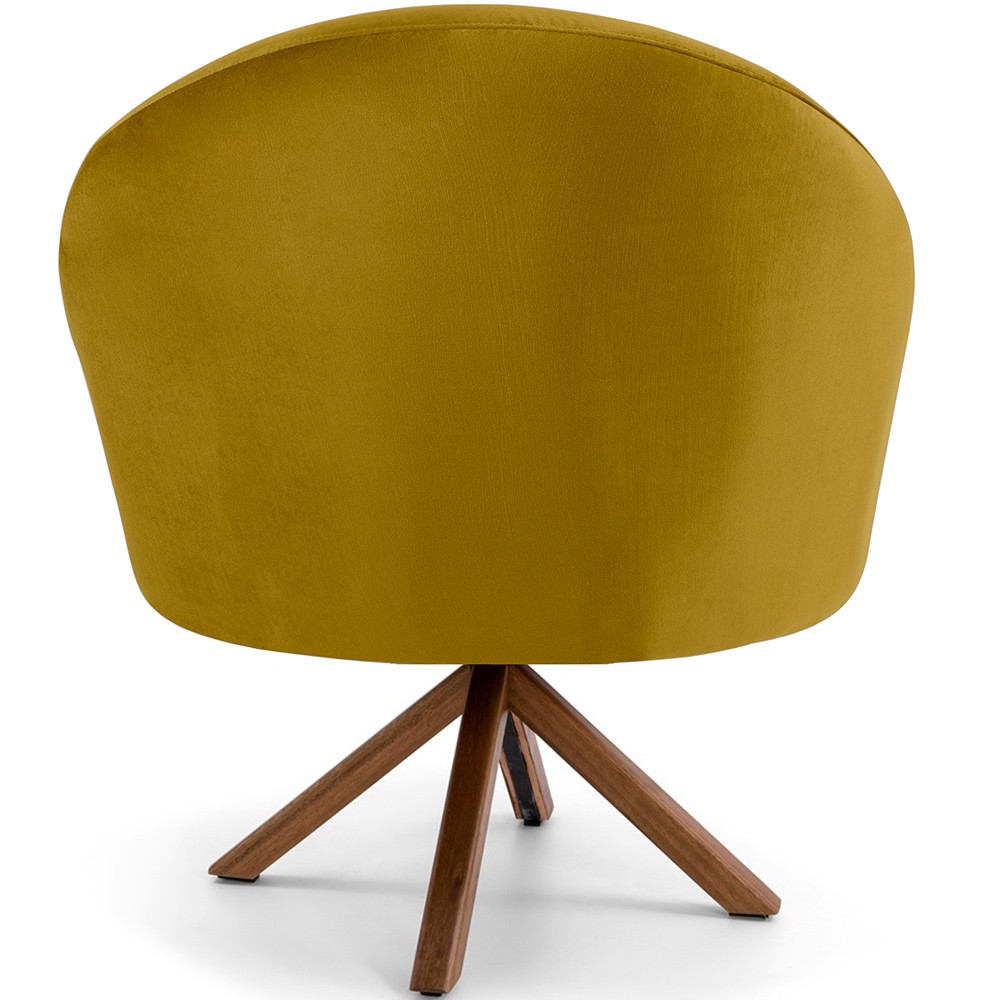 Kit 02 Poltronas Decorativa Base Giratória de Madeira Rafa D02 Veludo Mostarda B-279 - Lyam Decor