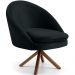 Kit 02 Poltronas Decorativa Base Giratória de Madeira Rafa D02 Veludo Preto B-300 - Lyam Decor