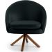 Kit 02 Poltronas Decorativa Base Giratória de Madeira Rafa D02 Veludo Preto B-300 - Lyam Decor