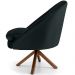 Kit 02 Poltronas Decorativa Base Giratória de Madeira Rafa D02 Veludo Preto B-300 - Lyam Decor