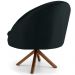 Kit 02 Poltronas Decorativa Base Giratória de Madeira Rafa D02 Veludo Preto B-300 - Lyam Decor