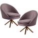 Kit 02 Poltronas Decorativa Base Giratória de Madeira Rafa D02 Veludo Rosê B-305 - Lyam Decor