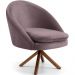 Kit 02 Poltronas Decorativa Base Giratória de Madeira Rafa D02 Veludo Rosê B-305 - Lyam Decor