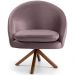 Kit 02 Poltronas Decorativa Base Giratória de Madeira Rafa D02 Veludo Rosê B-305 - Lyam Decor
