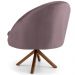 Kit 02 Poltronas Decorativa Base Giratória de Madeira Rafa D02 Veludo Rosê B-305 - Lyam Decor