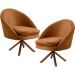 Kit 02 Poltronas Decorativa Base Giratória de Madeira Rafa D02 Veludo Telha B-262 - Lyam Decor