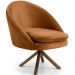 Kit 02 Poltronas Decorativa Base Giratória de Madeira Rafa D02 Veludo Telha B-262 - Lyam Decor