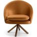 Kit 02 Poltronas Decorativa Base Giratória de Madeira Rafa D02 Veludo Telha B-262 - Lyam Decor