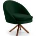 Kit 02 Poltronas Decorativa Base Giratória de Madeira Rafa D02 Veludo Verde B-303 - Lyam Decor