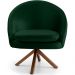Kit 02 Poltronas Decorativa Base Giratória de Madeira Rafa D02 Veludo Verde B-303 - Lyam Decor