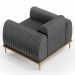 Kit 02 Poltronas Decorativa Base Madeira Pés D'Ouro Molino D02 Linho Cinza Escuro C-416 - Lyam Decor