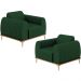 Kit 02 Poltronas Decorativa Base Madeira Pés D'Ouro Molino D02 Veludo Verde Musgo C-303 - Lyam Decor