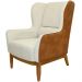 Kit 02 Poltronas Decorativa Base de Madeira Milena D02 Linho Bege A-184 Corano Marrom - Lyam Decor