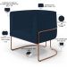 Kit 02 Poltronas Decorativa Fixa Base de Aço Cobre Betina D02 Veludo Azul Oxford C-304 - Lyam Decor