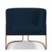 Kit 02 Poltronas Decorativa Fixa Base de Aço Cobre Betina D02 Veludo Azul Oxford C-304 - Lyam Decor