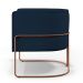 Kit 02 Poltronas Decorativa Fixa Base de Aço Cobre Betina D02 Veludo Azul Oxford C-304 - Lyam Decor