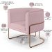 Kit 02 Poltronas Decorativa Fixa Base de Aço Cobre Betina D02 Veludo Rosê C-305 - Lyam Decor