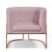 Kit 02 Poltronas Decorativa Fixa Base de Aço Cobre Betina D02 Veludo Rosê C-305 - Lyam Decor