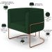 Kit 02 Poltronas Decorativa Fixa Base de Aço Cobre Betina D02 Veludo Verde Musgo C-303 - Lyam Decor