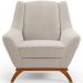 Kit 02 Poltronas Decorativa Fixa Base de Madeira Castanho Juliet D02 Bouclê Creme C-54 - Lyam Decor