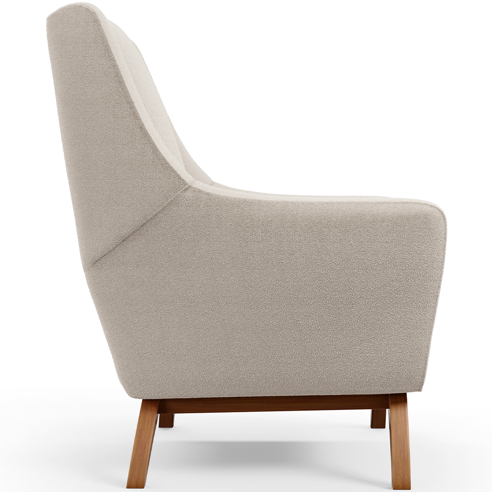 Kit 02 Poltronas Decorativa Fixa Base de Madeira Castanho Juliet D02 Bouclê Creme C-54 - Lyam Decor