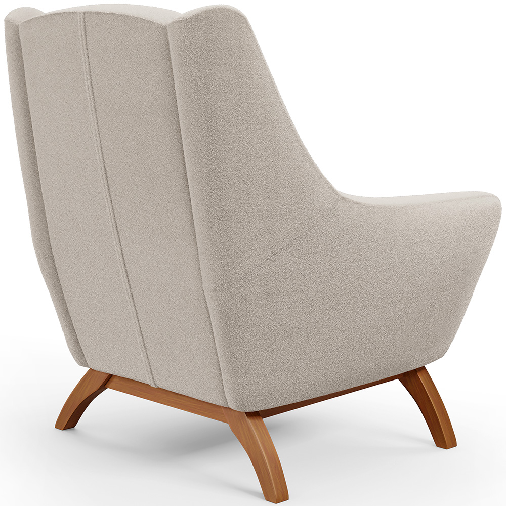 Kit 02 Poltronas Decorativa Fixa Base de Madeira Castanho Juliet D02 Bouclê Creme C-54 - Lyam Decor