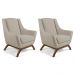 Kit 02 Poltronas Decorativa Fixa Base de Madeira Juliet D02 Linho Bege C-129 - Lyam Decor