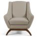 Kit 02 Poltronas Decorativa Fixa Base de Madeira Juliet D02 Linho Bege C-129 - Lyam Decor