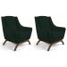 Kit 02 Poltronas Decorativa Fixa Base de Madeira Juliet D02 Linho Verde C-117 - Lyam Decor