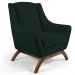 Kit 02 Poltronas Decorativa Fixa Base de Madeira Juliet D02 Linho Verde C-117 - Lyam Decor