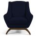Kit 02 Poltronas Decorativa Fixa Base de Madeira Juliet D02 Veludo Azul Marinho C-287 - Lyam Decor