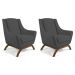 Kit 02 Poltronas Decorativa Fixa Base de Madeira Juliet D02 Veludo Cinza C-317 - Lyam Decor