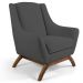 Kit 02 Poltronas Decorativa Fixa Base de Madeira Juliet D02 Veludo Cinza C-317 - Lyam Decor